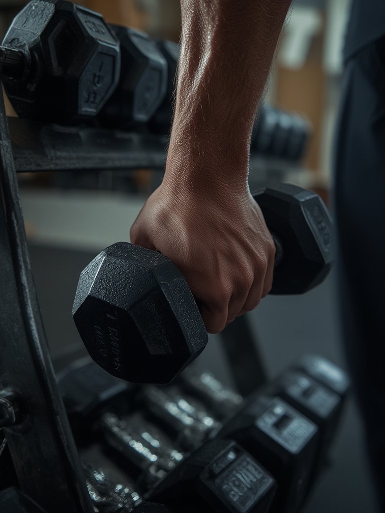 dumbbell set in action