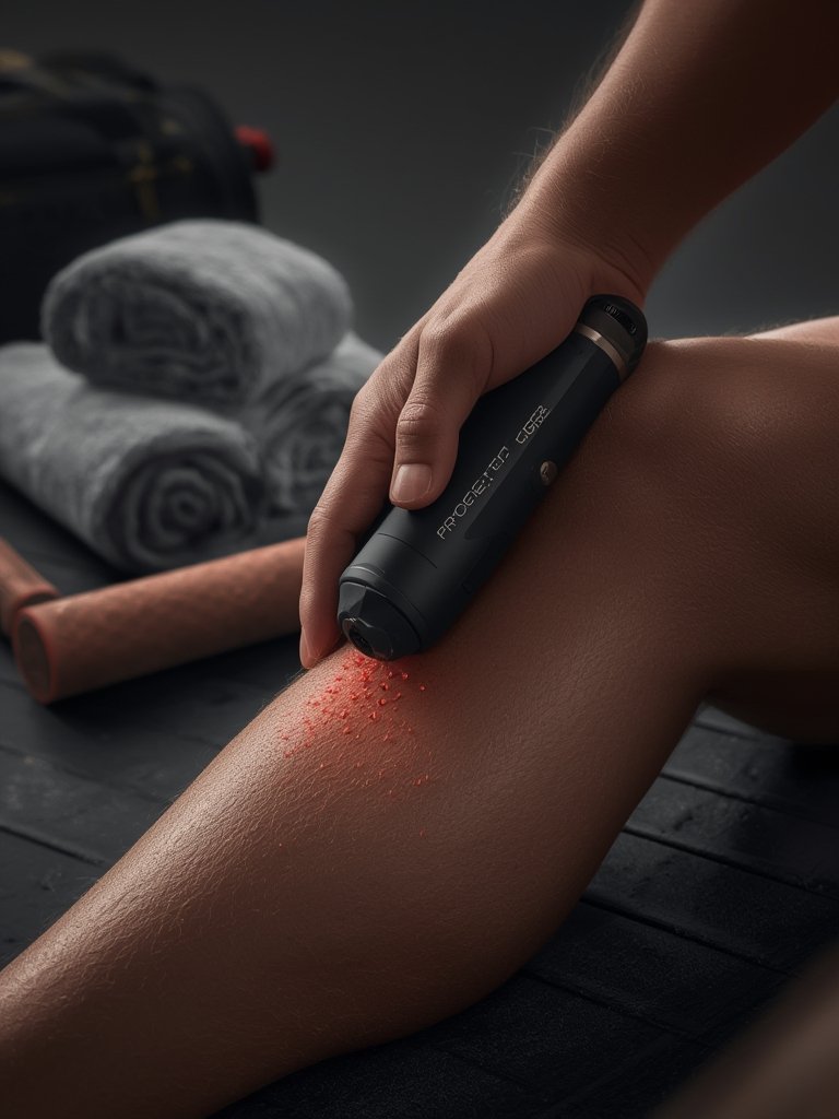 massage gun in action